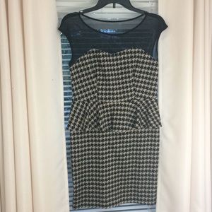 NWOT Black and white peplum dress